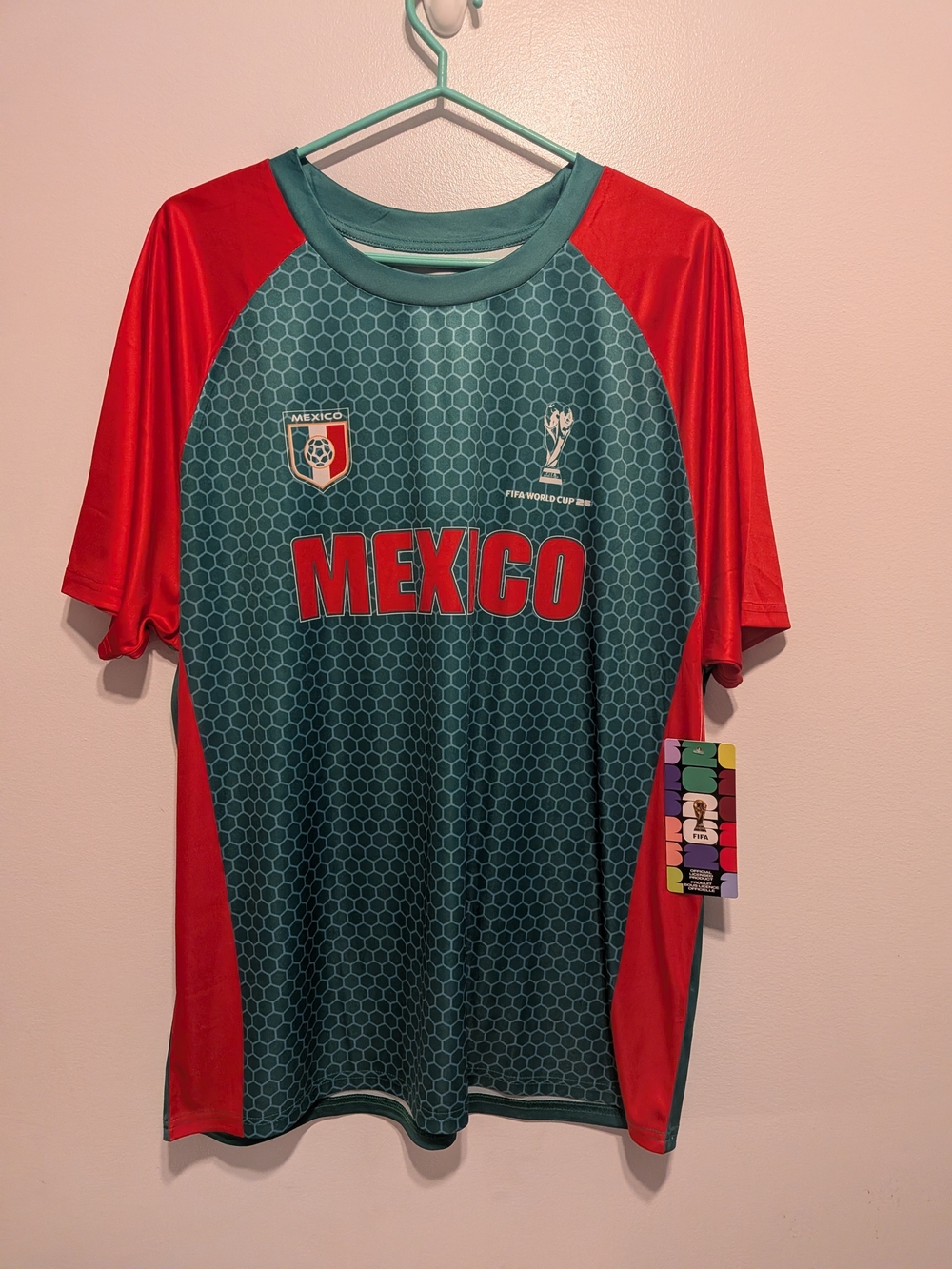 Mexico Short-Sleeve Soccer Jersey in Teal and Red - Unbranded